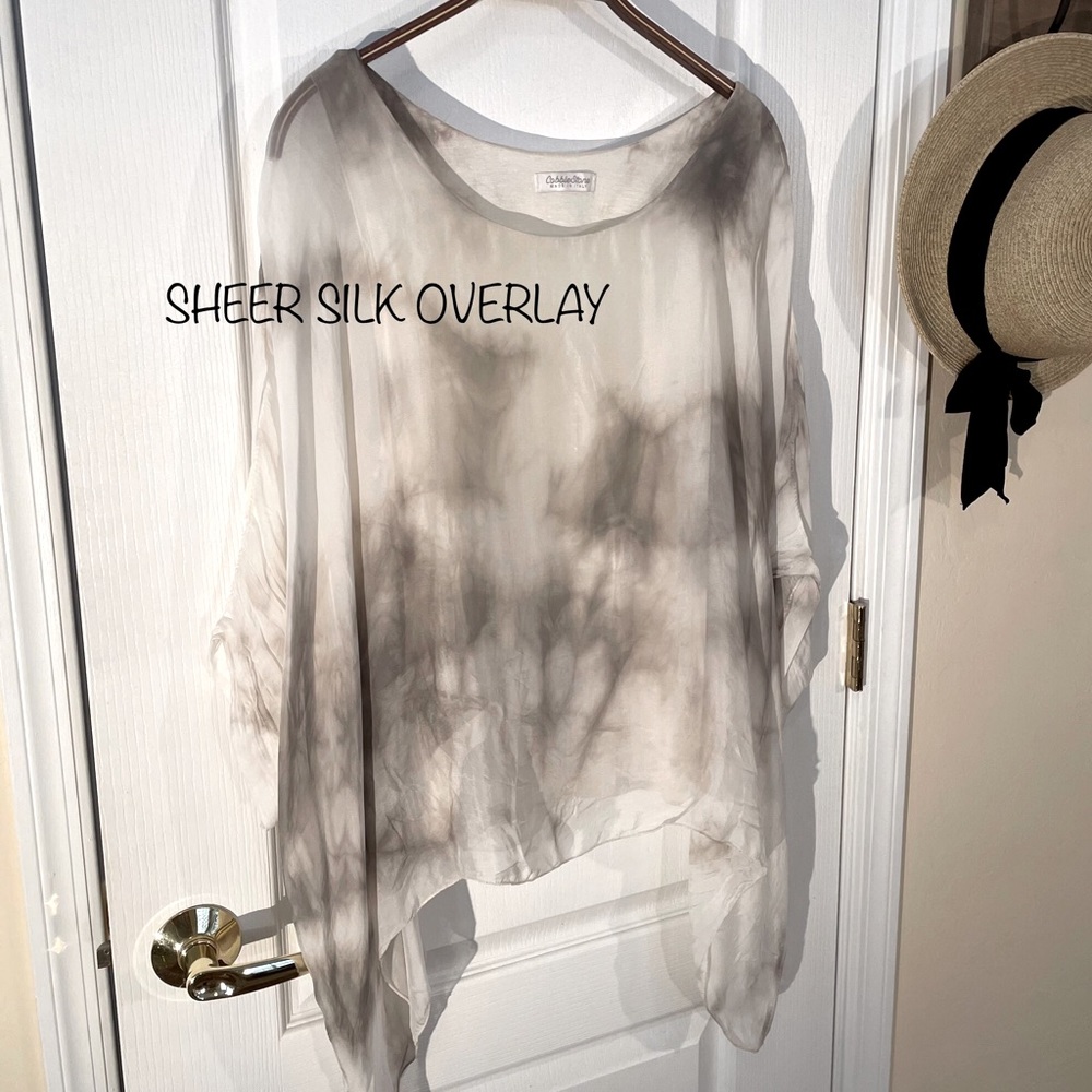 Italian Flowy Sheer Silk Overlay Top